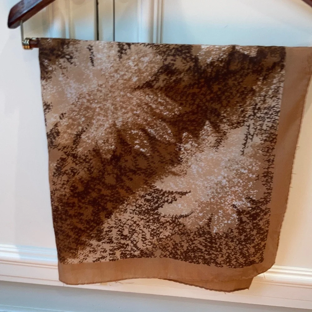 Abstract Brown Floral Square Scarf